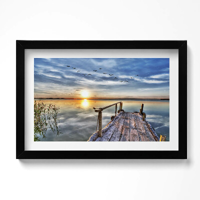 Tablou rama original Apus de soare la lac