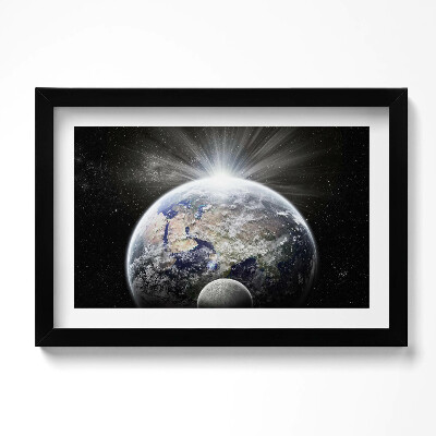 Tablou living cu rama original Vedere a Pământului și a Lunii