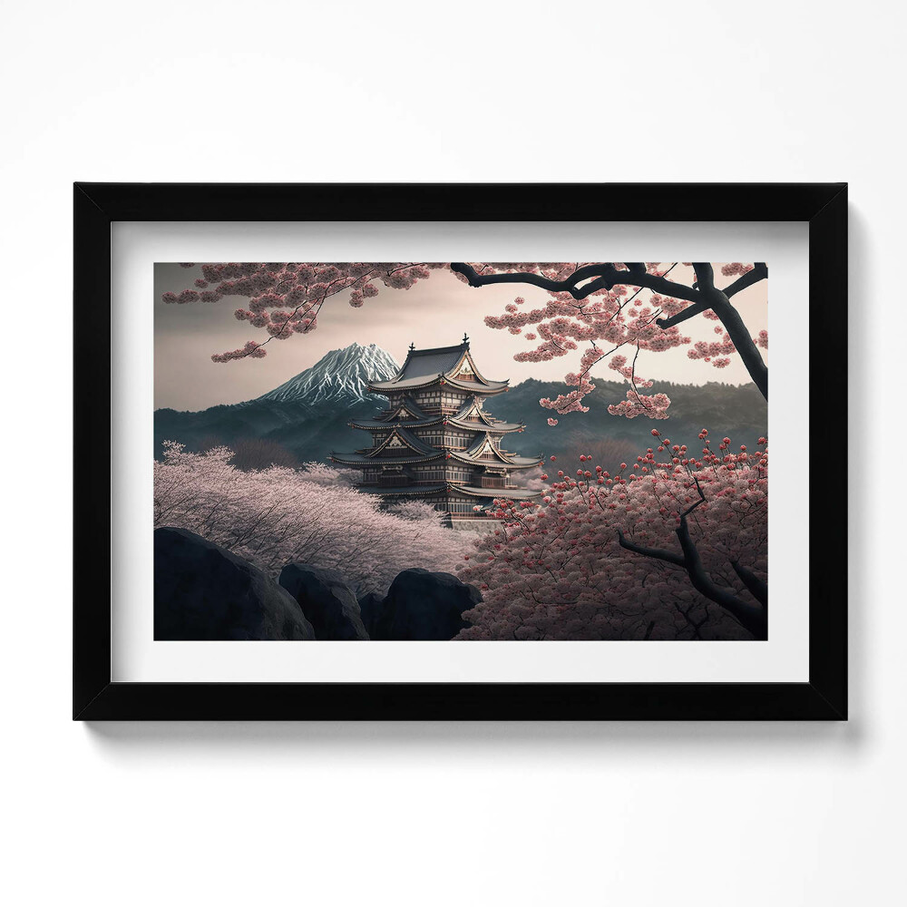 Tablou rama original Turnul Asiatic și Florile de Cireș