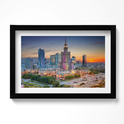 Tablou rama original Panoramă apus de soare Varșovia