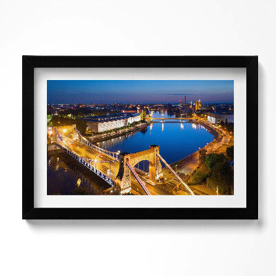 Tablou living cu rama original Orașul Wroclaw noaptea