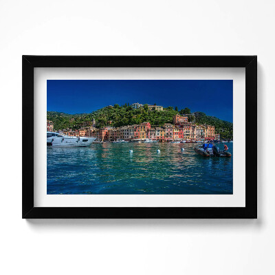 Tablou rama original Nave care navighează în Portofino