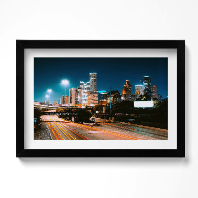 Tablou living cu rama original Orașul Houston noaptea