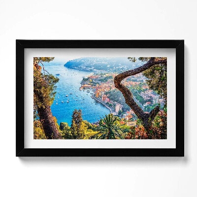 Tablou living cu rama original Satul Villefranche-sur-Mer