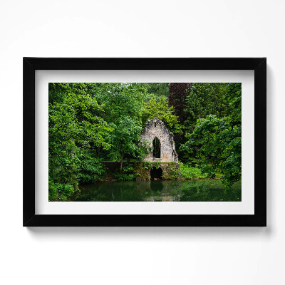 Tablou living cu rama original Ruinele vechii capele din Chamonix, Franța