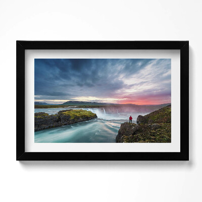 Tablou living cu rama original Peisaj cu cascada Godafoss