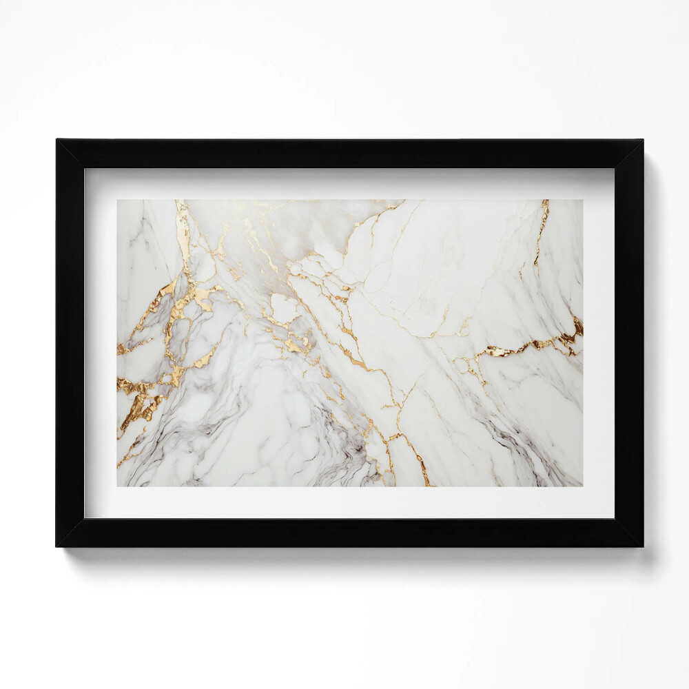 Tablou living cu rama original Marmură deschisă cu aur