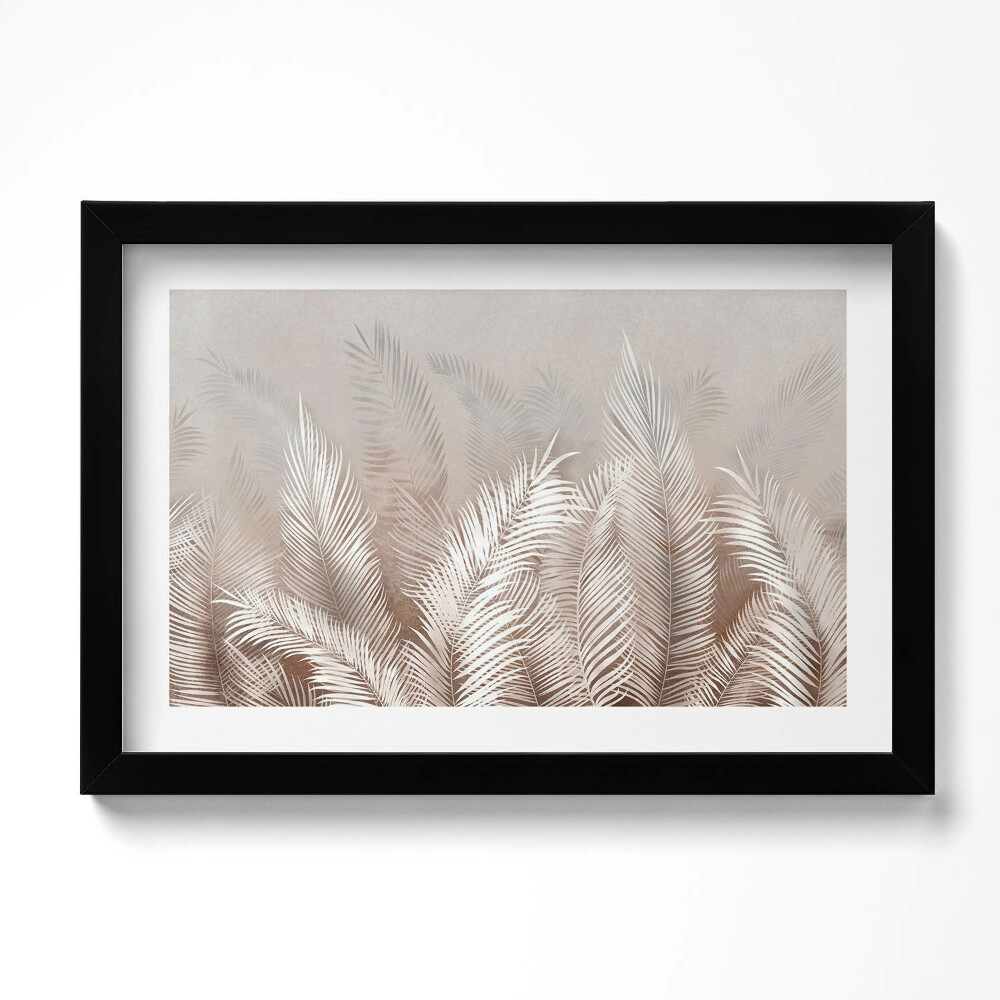 Tablou living cu rama original Plante cu frunze Boho