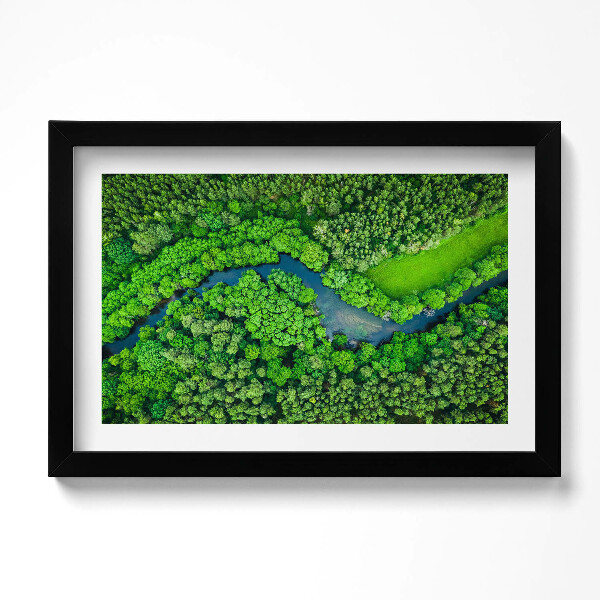 Tablou living cu rama original Pădurea și râul din vedere