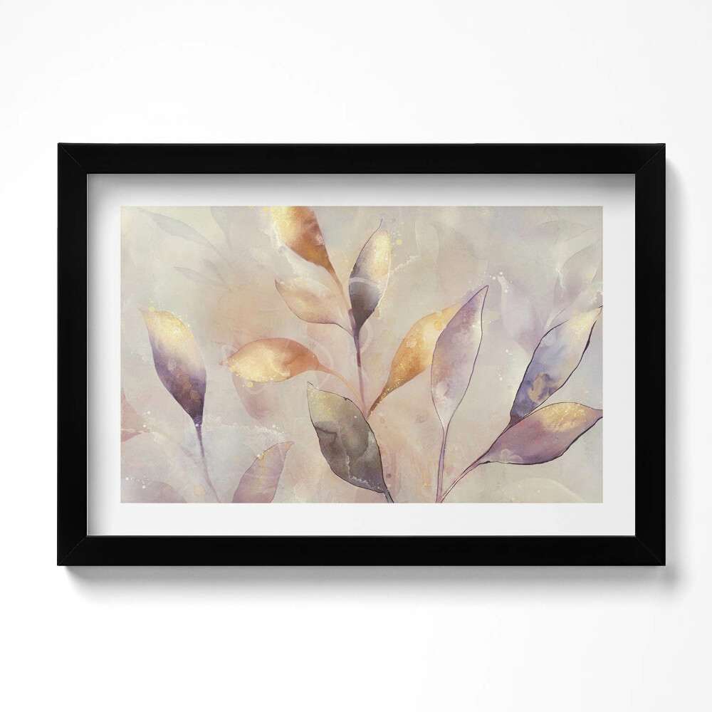 Tablou living cu rama original Frunze boho pictate