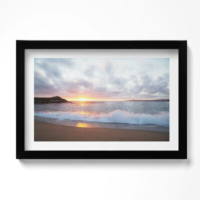 Tablou living cu rama original Plaja la mare și apusul soarelui