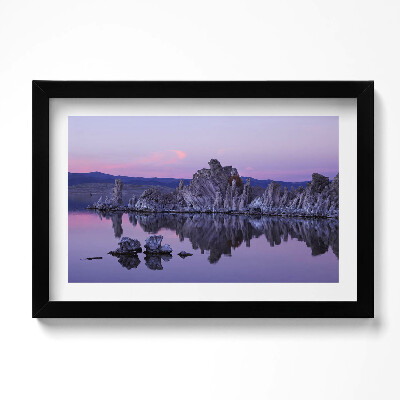 Tablou living cu rama original Reflexia rocilor în apă