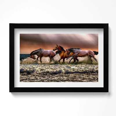 Tablou rama original Cai galopând prin apă