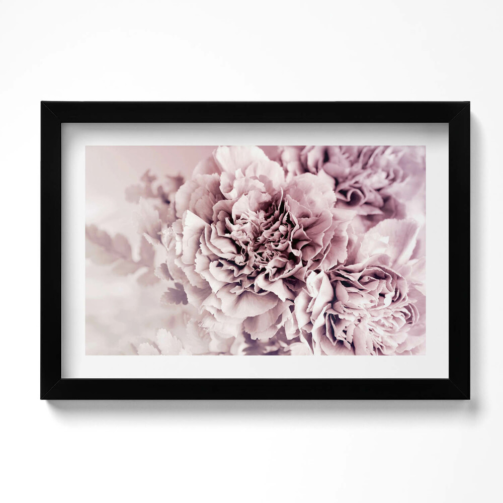 Tablou living cu rama original Petale de bujor roz pal