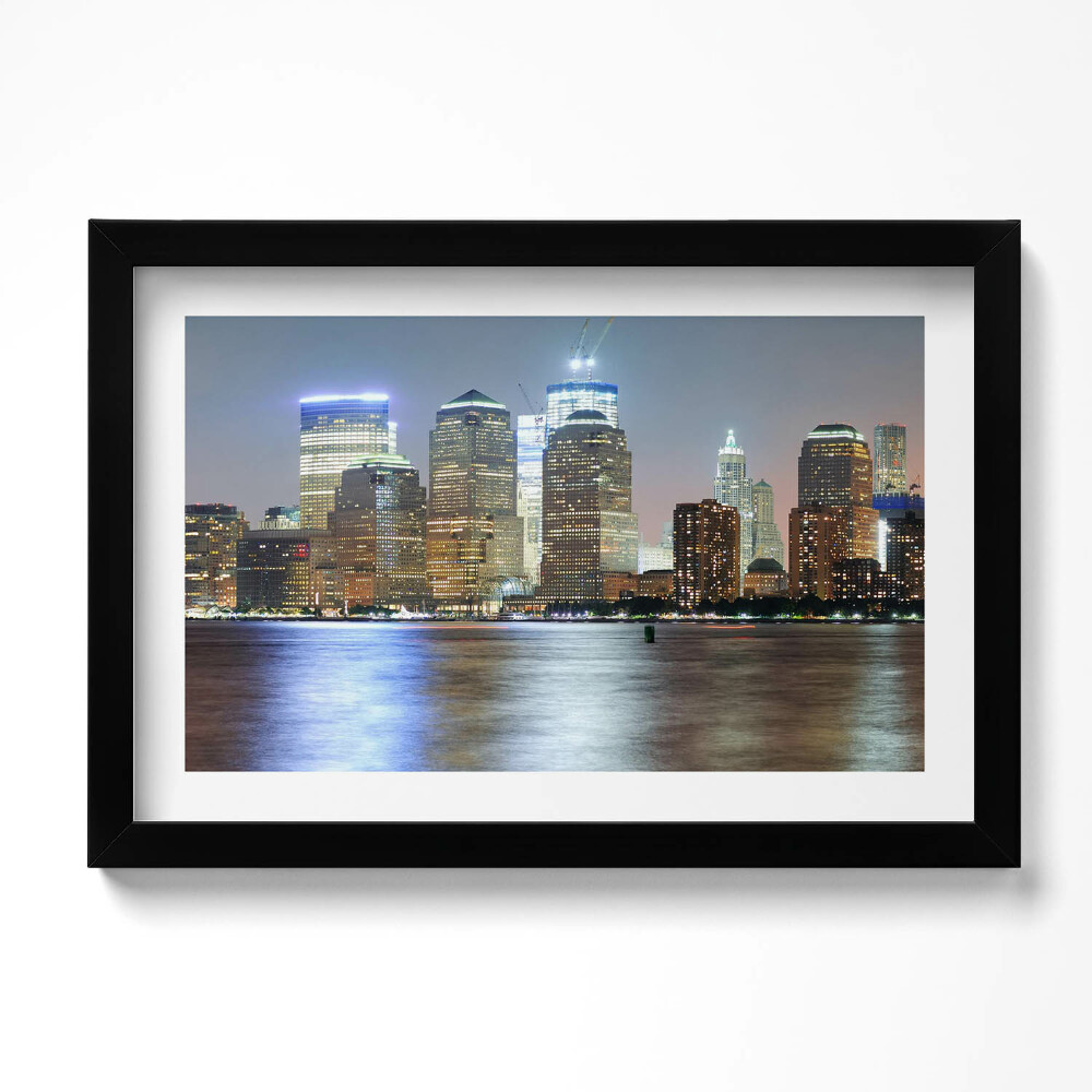 Tablou rama original Panoramă a orașului noaptea