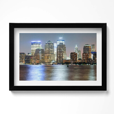 Tablou rama original Panoramă a orașului noaptea