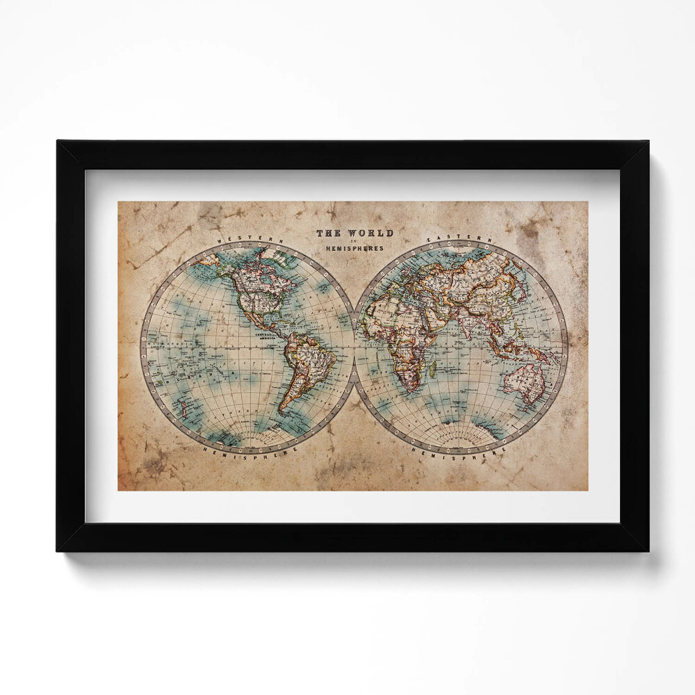 Tablou living cu rama original Hartă veche a lumii
