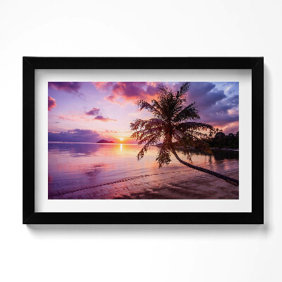 Tablou rama original Palmier pe plajă la apus