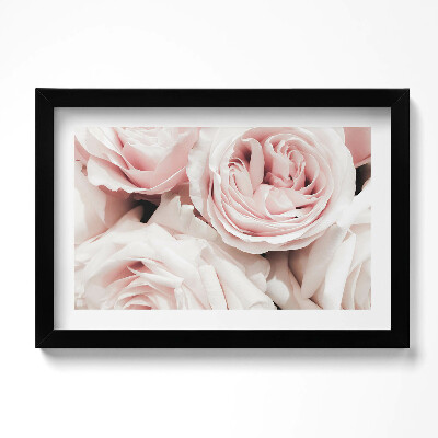 Tablou rama original Flori roz pal trandafiri delicati