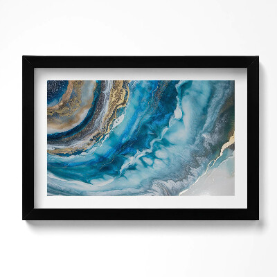 Tablou living cu rama original Abstracție de marmură albastră