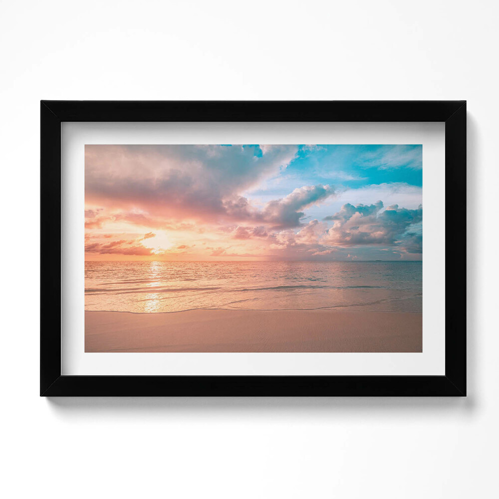 Tablou living cu rama original Apus de soare romantic peste mare