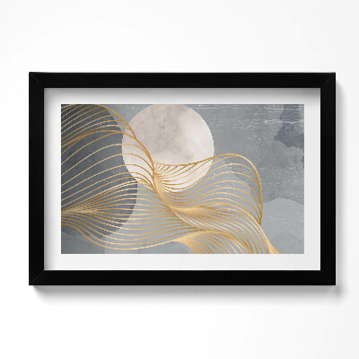 Tablou rama original Ilustrație abstractă a lunii cu aur