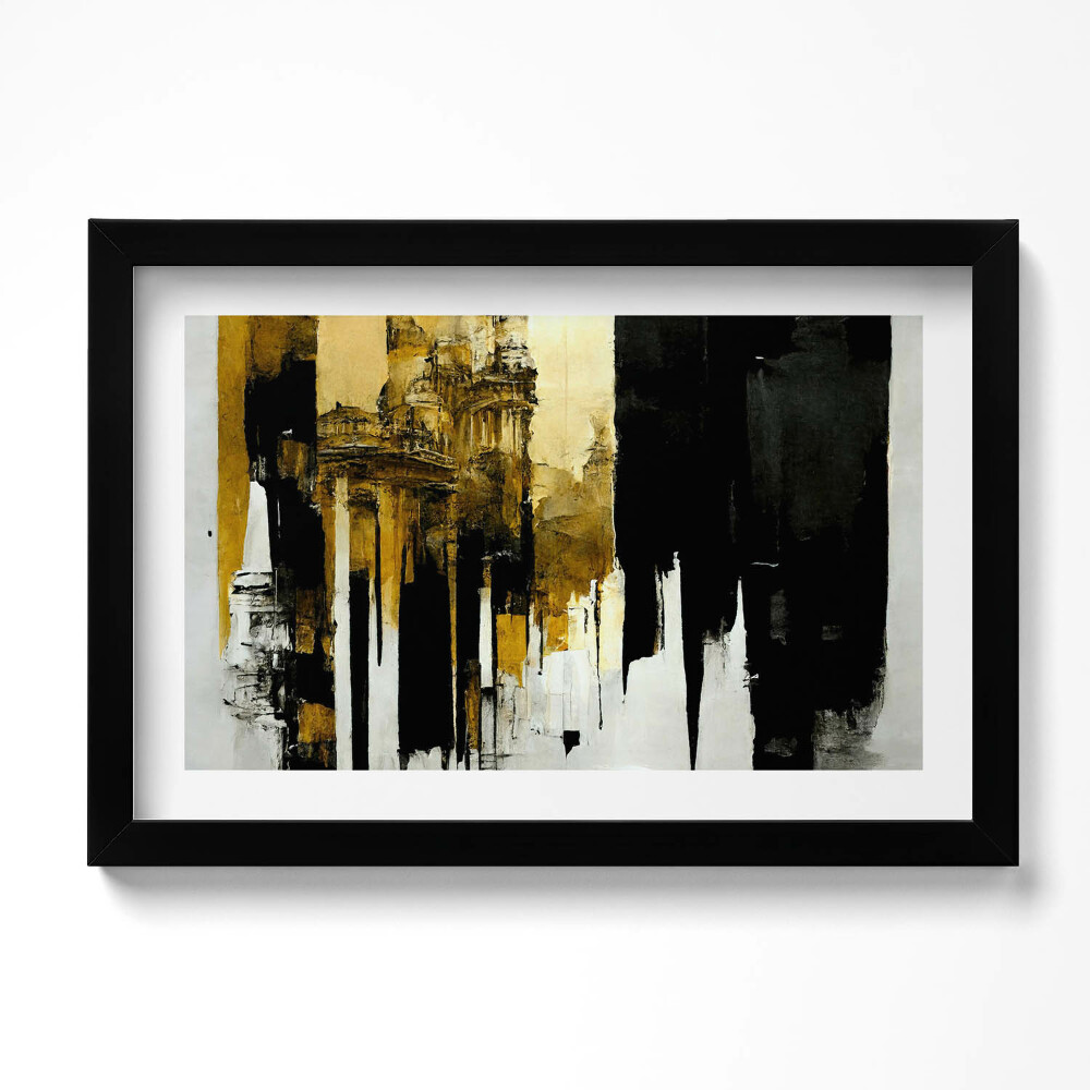 Tablou living cu rama original Artă abstractă cu aur