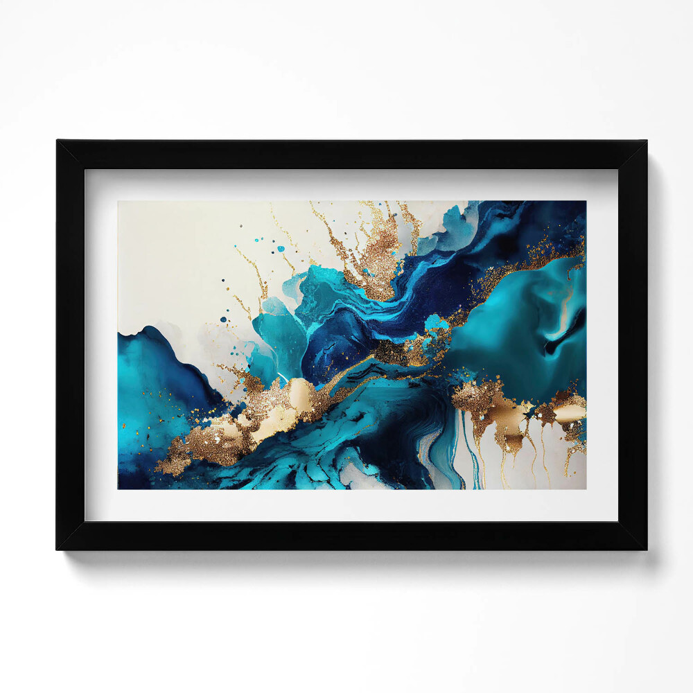 Tablou rama original Rezumat lichid cu aur