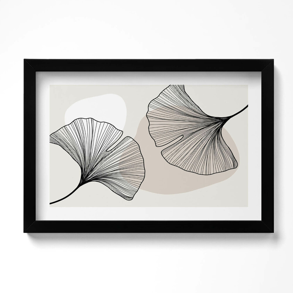 Tablou living cu rama original Frunze liniare de ginkgo în stil boho