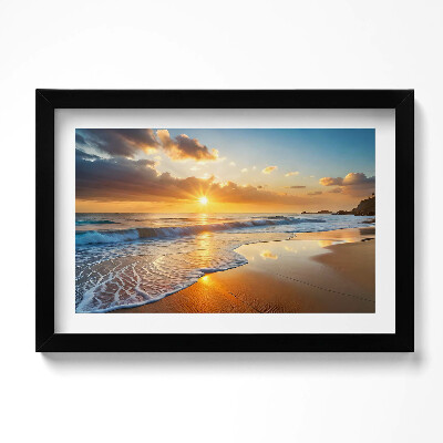 Tablou living cu rama original Apus de soare peste mare