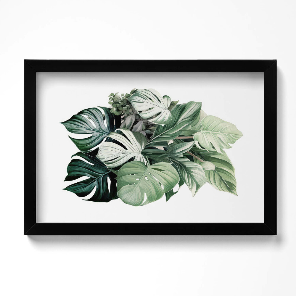 Tablou rama original Frunze de Monstera pictate