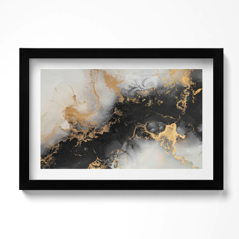 Tablou rama original Rezumat alb-negru cu aur