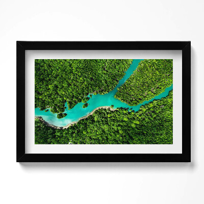 Tablou living cu rama original Vedere aeriană a unui râu în pădurile tropicale