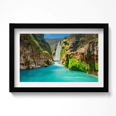 Tablou living cu rama original Cascadă și râu tropical