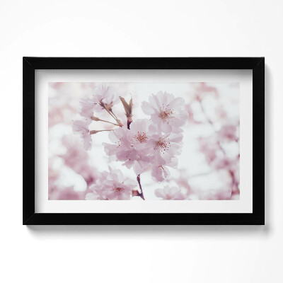 Tablou rama original Flori delicate de culoare roz pal