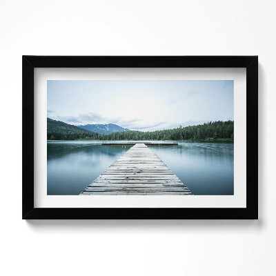 Tablou rama original Debarcader de lemn pe un lac din munți