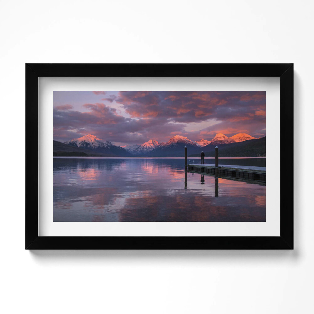 Tablou rama original Munți și nori lac