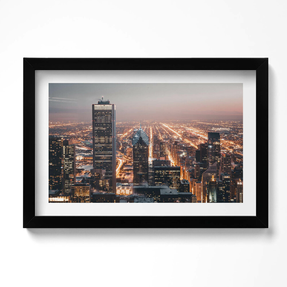 Tablou living cu rama original Orașul de seară