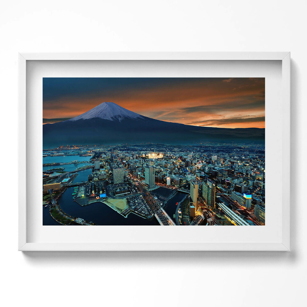 Tablou living cu rama excepţional Vedere a orașului Tokyo și a Muntelui Fuji
