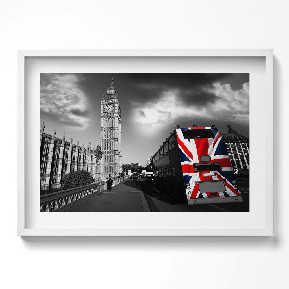 Tablou rama excepţional Big Ben și autobuzul londonez