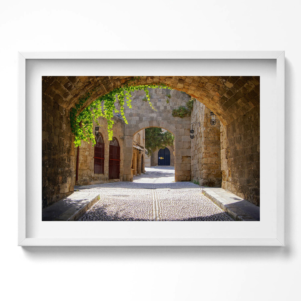 Tablou living cu rama excepţional Strada Medievală Rhodos Grecia