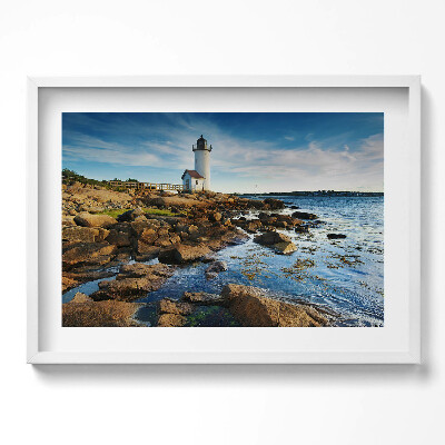 Tablou rama excepţional Far, stânci și cer