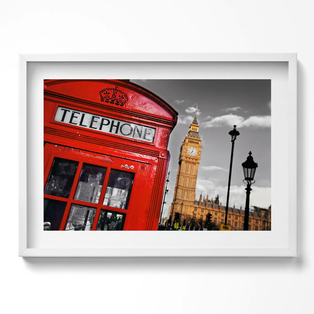 Tablou living cu rama excepţional Cabină telefonică și Big Ben - Anglia