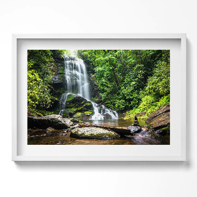 Tablou living cu rama excepţional Pădurea cu cascade