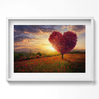 Tablou living cu rama excepţional Copacul iubirii în formă de inimă