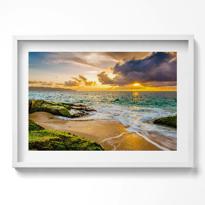 Tablou rama excepţional Malul plajei la apus