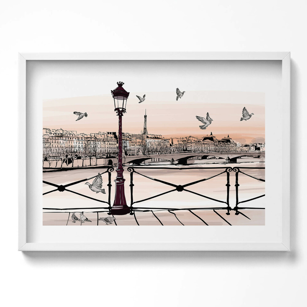 Tablou rama excepţional Apus de soare pe Sena