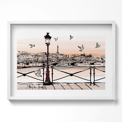 Tablou rama excepţional Apus de soare pe Sena