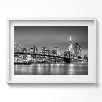 Tablou rama excepţional Podul Brooklyn din New York noaptea