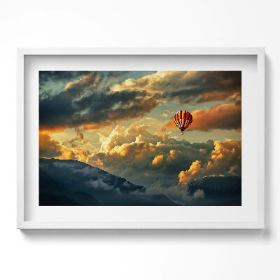 Tablou living cu rama excepţional Zbor cu balonul printre nori